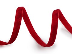 TAŚMA AKSAMITNA AKSAMITKA 7 MM CZERWONA 1METR